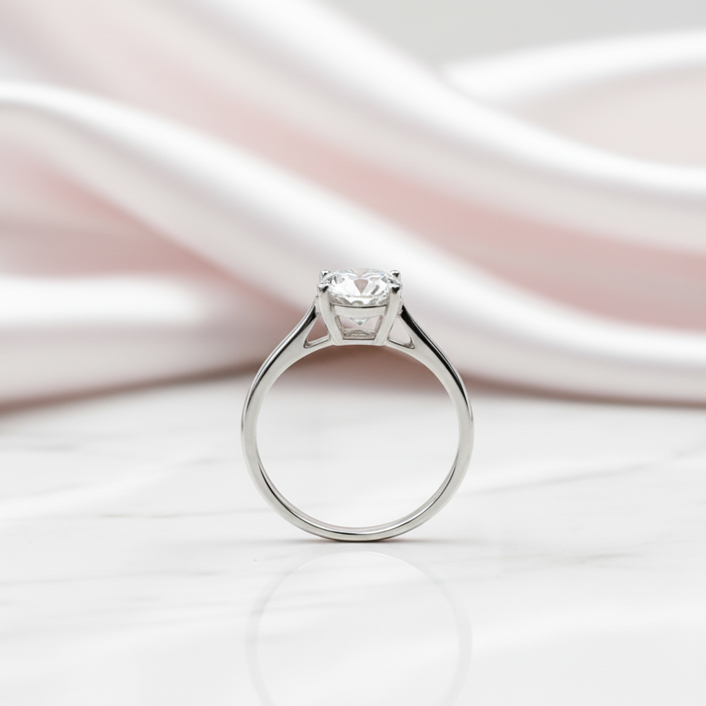 2.0 Ct Round Cut Diamond Option 4 Claws Engagement Ring-Black Diamonds New York