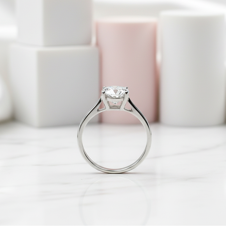 2.0 Ct Round Cut Diamond 4 Claws Engagement Ring-Black Diamonds New York