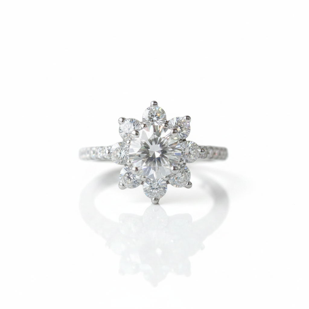 2ct 8mm Sun Flower Diamond Option Engagement Ring-Black Diamonds New York