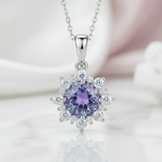 2.0 Ct Round Alexandrite Pendant Necklace-Black Diamonds New York