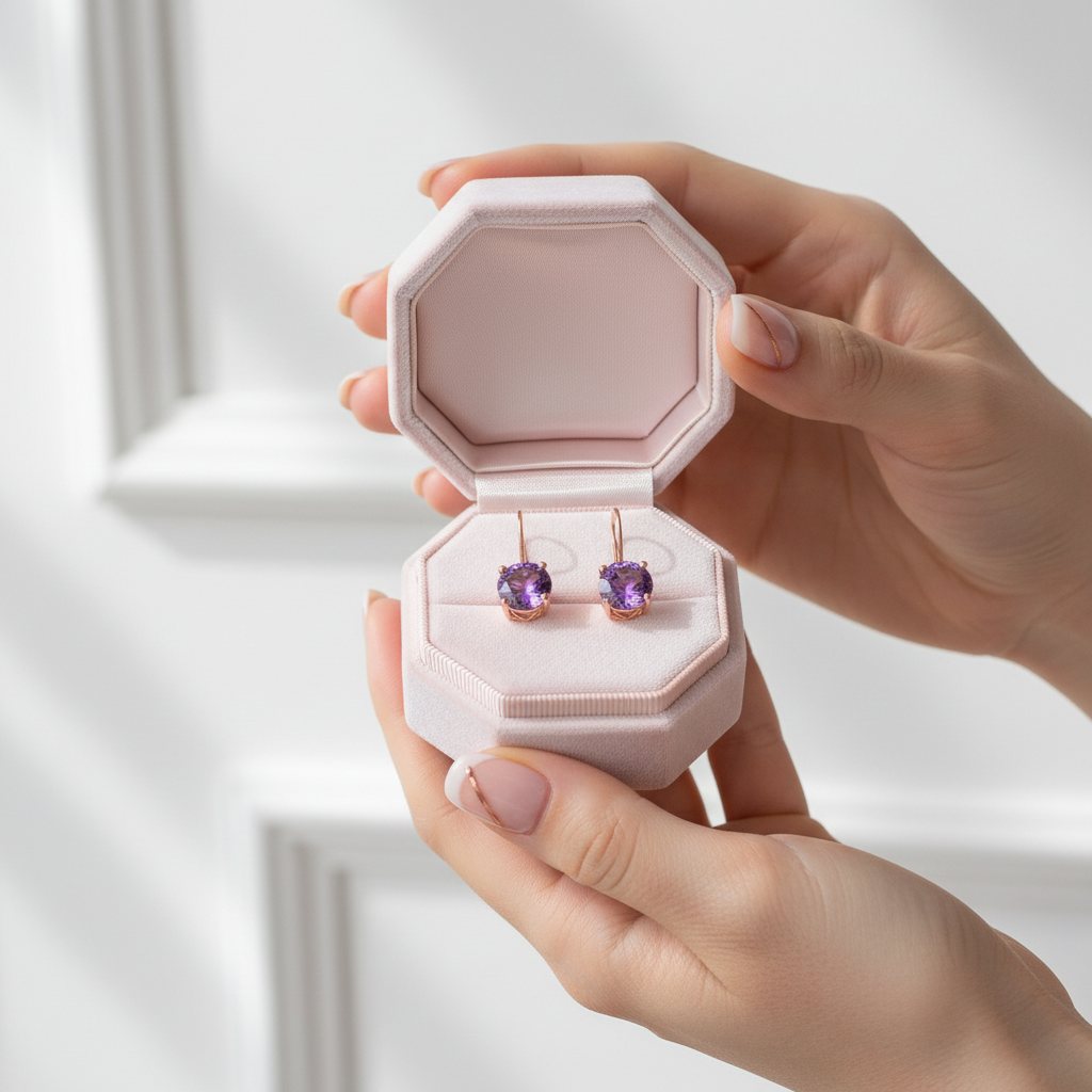 2ct Amethyst 14k Rose Gold Drop Dangle Earrings-Black Diamonds New York