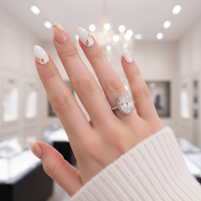 2.0 Ct D Color Oval Cut Diamond Engagement Ring-Black Diamonds New York