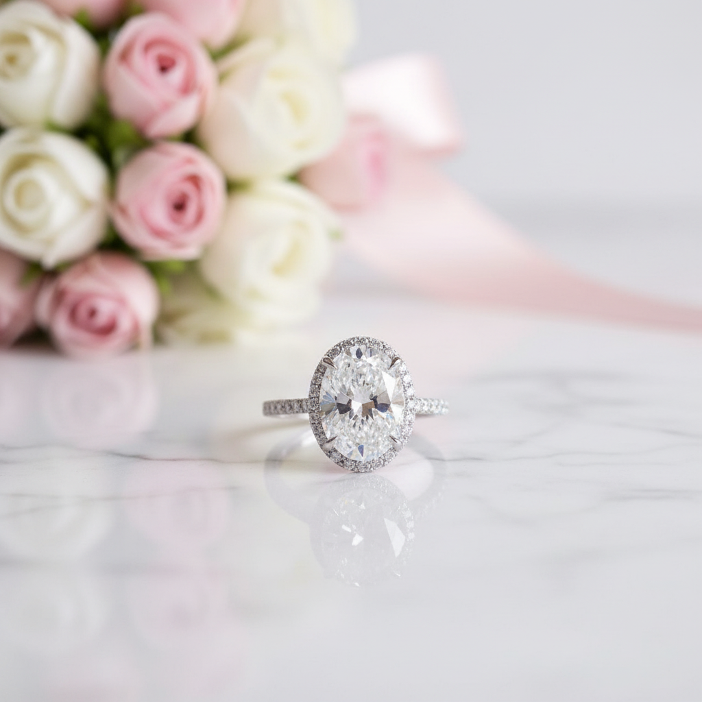 2.0 Ct D Color Oval Cut Diamond Option Engagement Ring-Black Diamonds New York