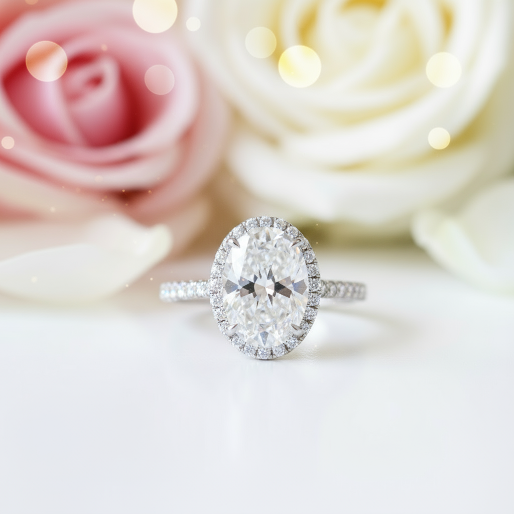 2.0 Ct D Color Oval Cut Diamond Engagement Ring-Black Diamonds New York