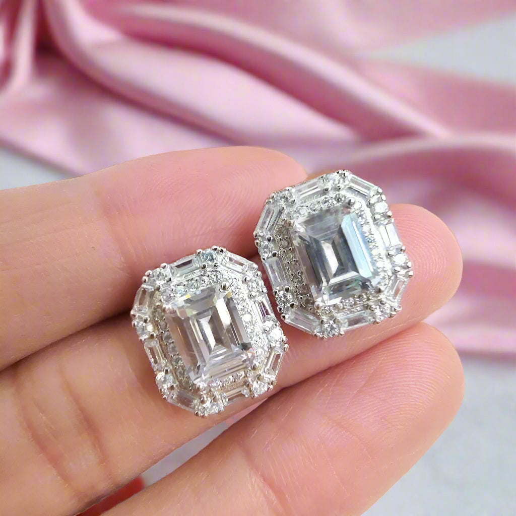 2.0 Ct Emerald Cut Diamond Stud Earrings-Black Diamonds New York
