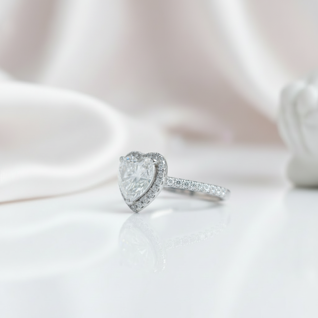 2ct Heart Cut D Color Diamond Option Romantic Engagement Ring-Black Diamonds New York