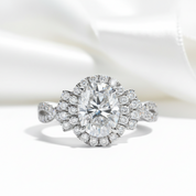 2ct Oval Cut Halo Diamond Option Engagement Ring-Black Diamonds New York