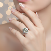 2ct Oval Cut Natural Moss Agate Engagement Ring-Black Diamonds New York