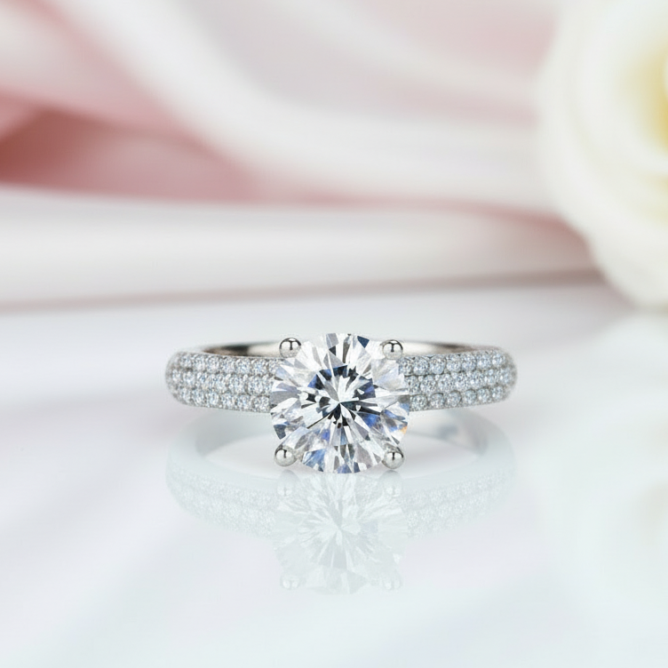 2.0 Ct Round Cut Diamond Engagement Ring-Black Diamonds New York