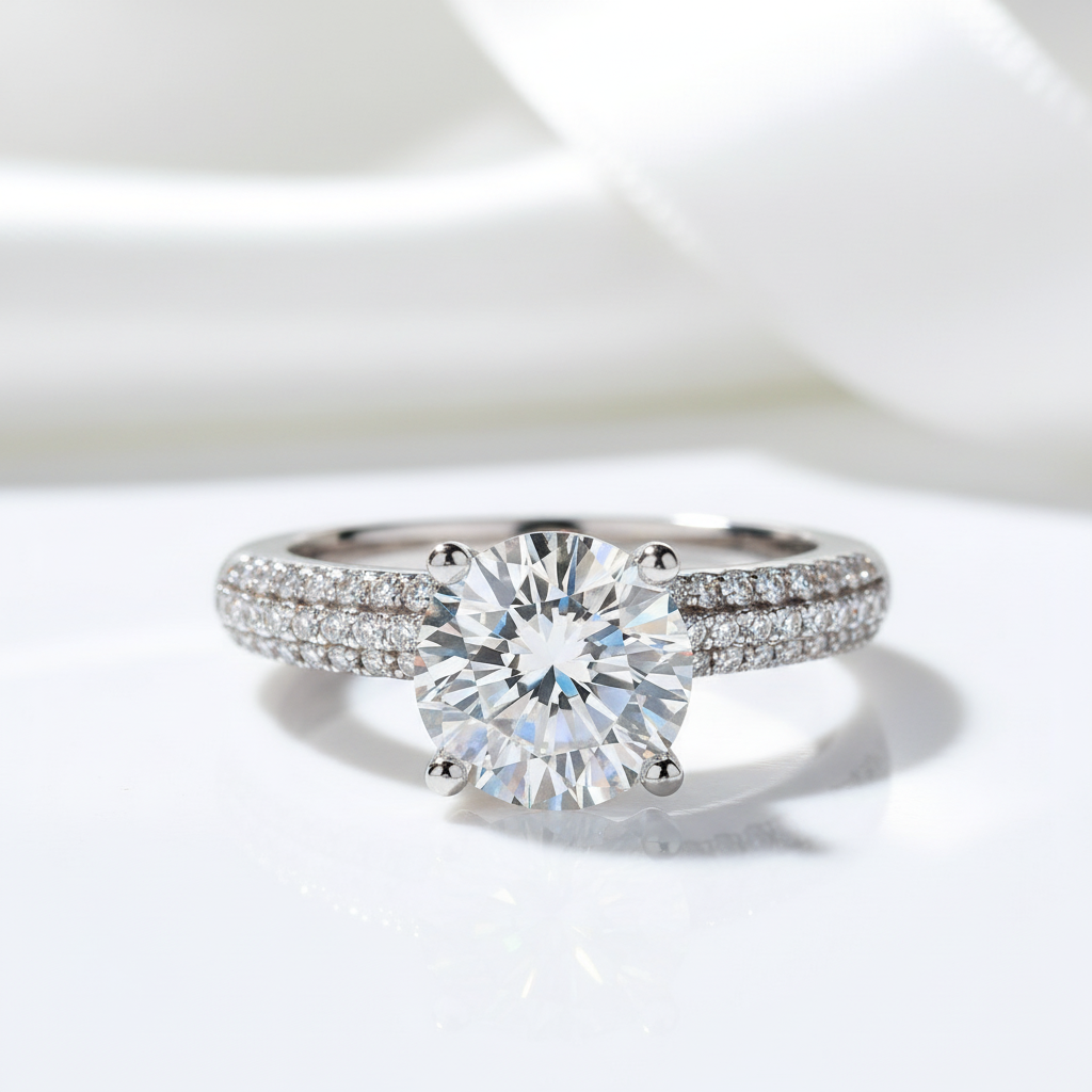 2.0 Ct Round Cut Diamond Engagement Ring-Black Diamonds New York