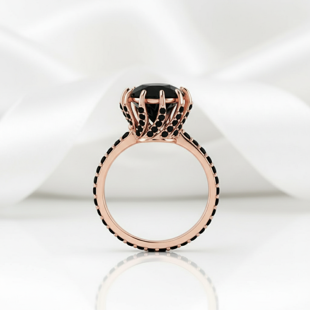 2ct Round Black Diamond 14K Rose Gold Ring-Black Diamonds New York