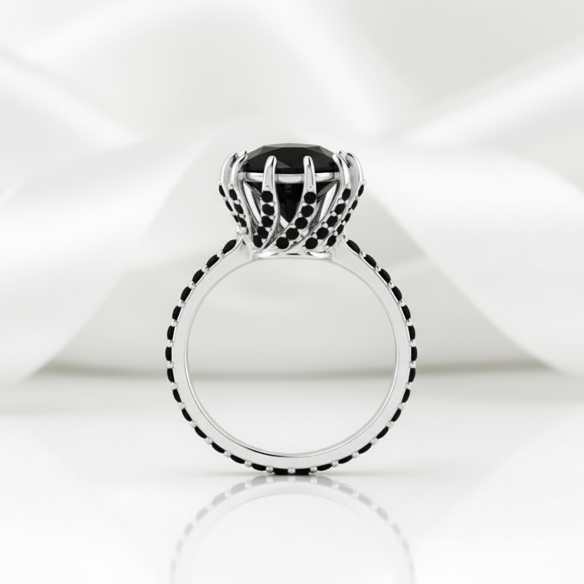 2ct Round Black Diamond Option 14K Rose Gold Ring-Black Diamonds New York