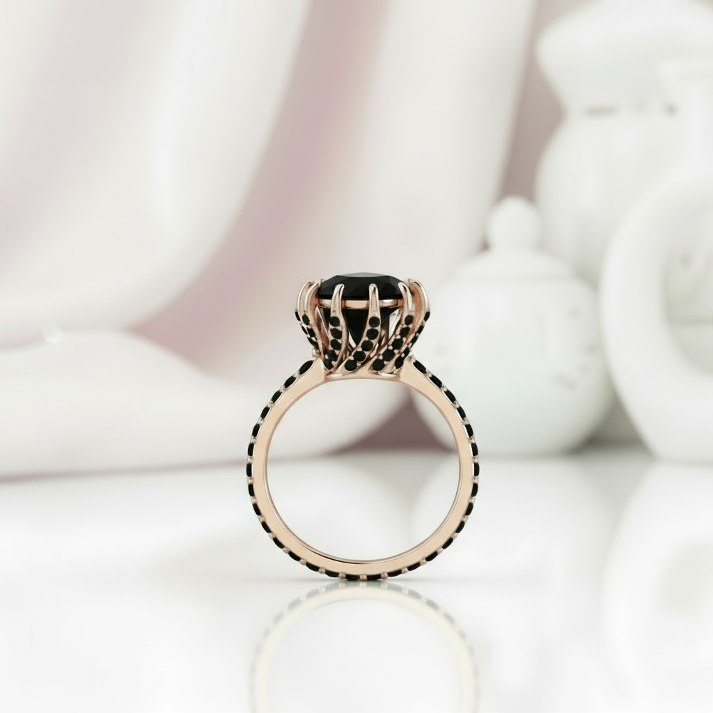 2ct Round Black Diamond 14K Rose Gold Ring-Black Diamonds New York