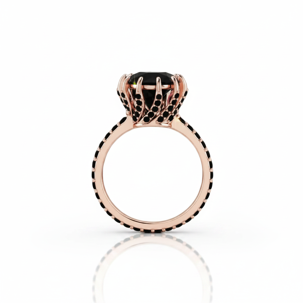 2ct Round Black Diamond Option 14K Rose Gold Ring-Black Diamonds New York