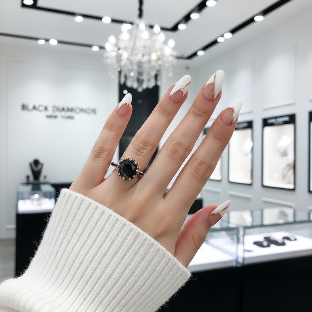 2ct Round Black Diamond 14K Rose Gold Ring-Black Diamonds New York