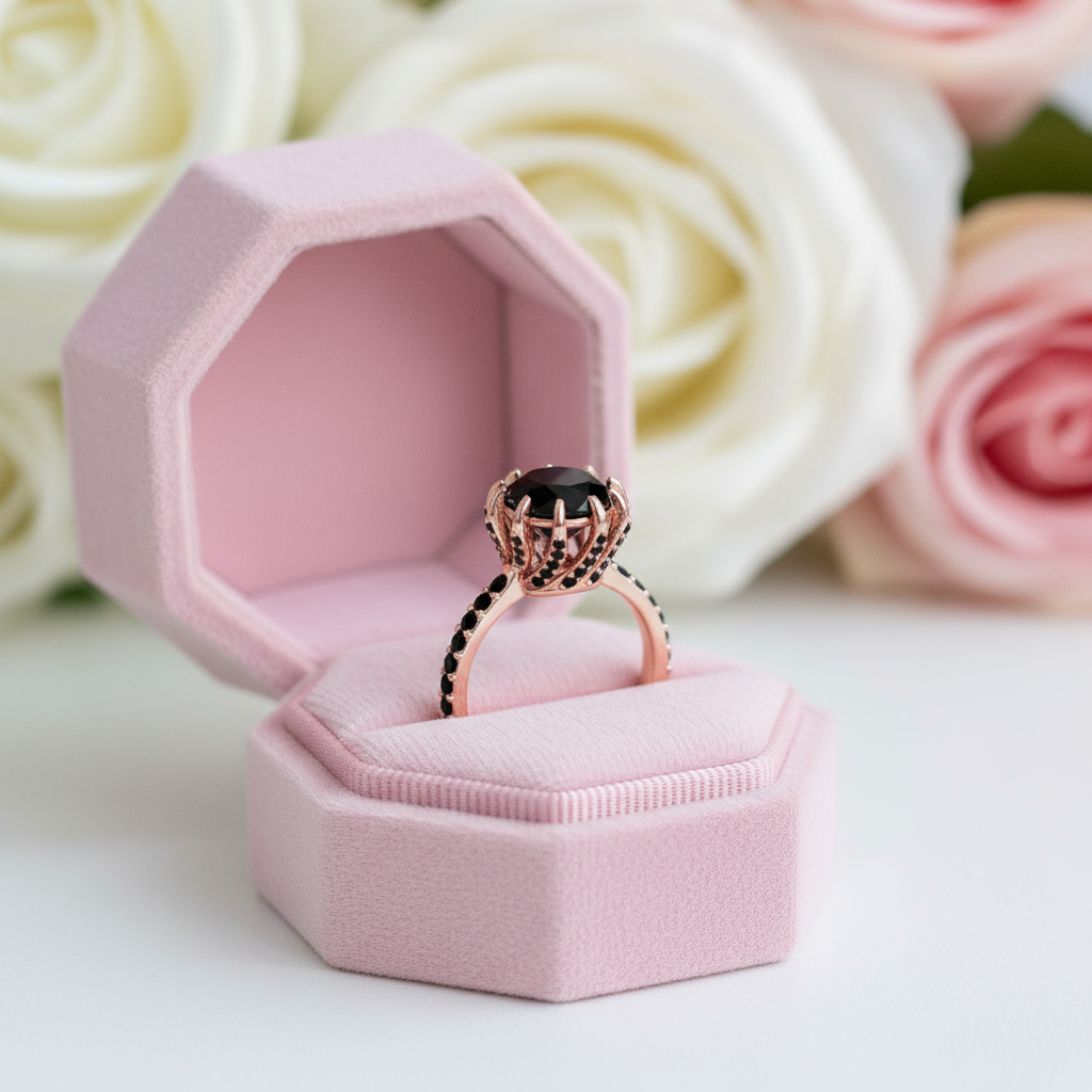 2ct Round Black Diamond 14K Rose Gold Ring-Black Diamonds New York