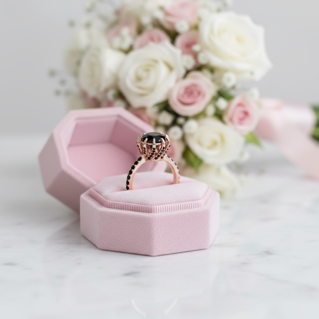 2ct Round Black Diamond Option 14K Rose Gold Ring-Black Diamonds New York