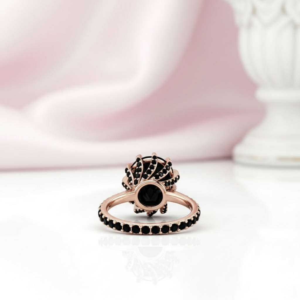 2ct Round Black Diamond 14K Rose Gold Ring-Black Diamonds New York