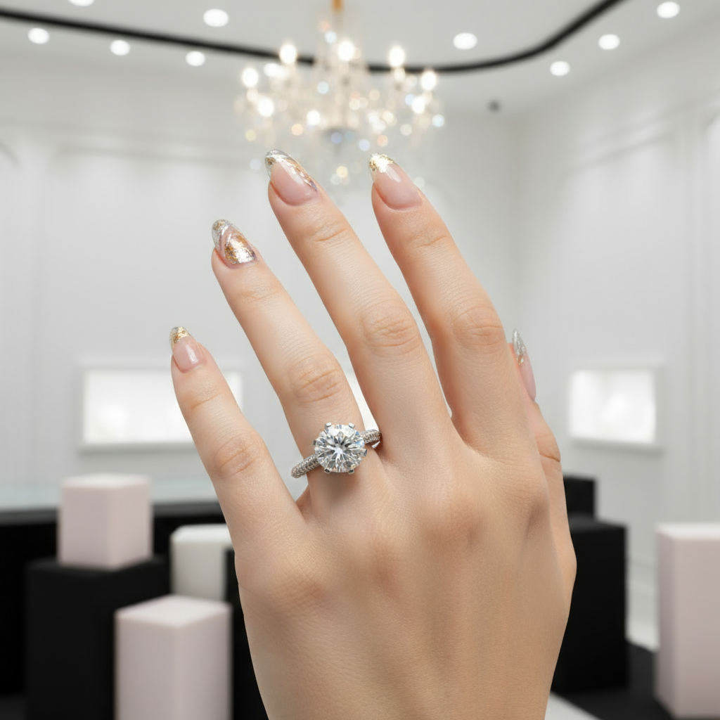 2.0 Ct Round Cut Diamond Full Paved Engagement Ring-Black Diamonds New York