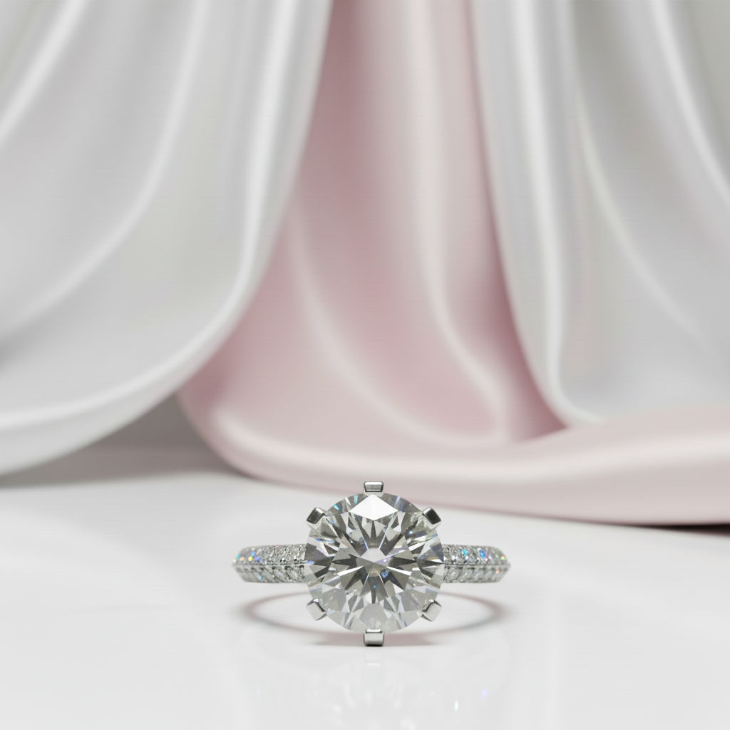 2.0 Ct Round Cut Diamond Option Full Paved Engagement Ring-Black Diamonds New York