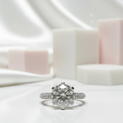 2.0 Ct Round Cut Diamond Full Paved Engagement Ring-Black Diamonds New York