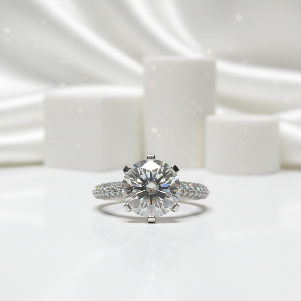 2.0 Ct Round Cut Diamond Full Paved Engagement Ring-Black Diamonds New York