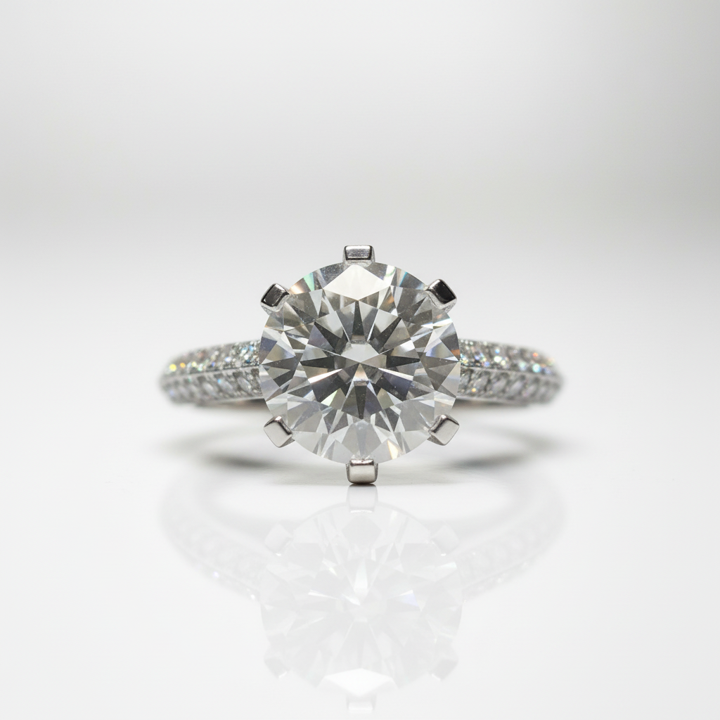 2.0 Ct Round Cut Diamond Option Full Paved Engagement Ring-Black Diamonds New York