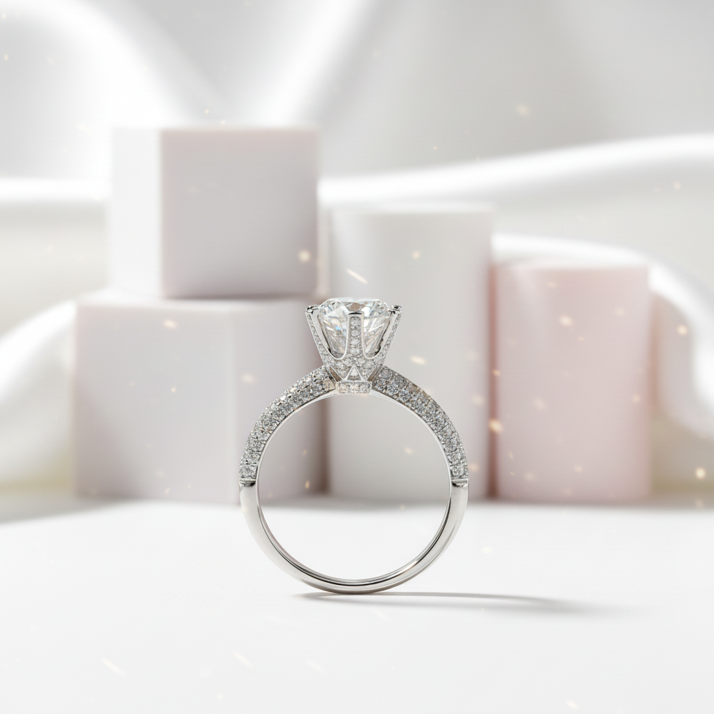 2.0 Ct Round Cut Diamond Full Paved Engagement Ring-Black Diamonds New York