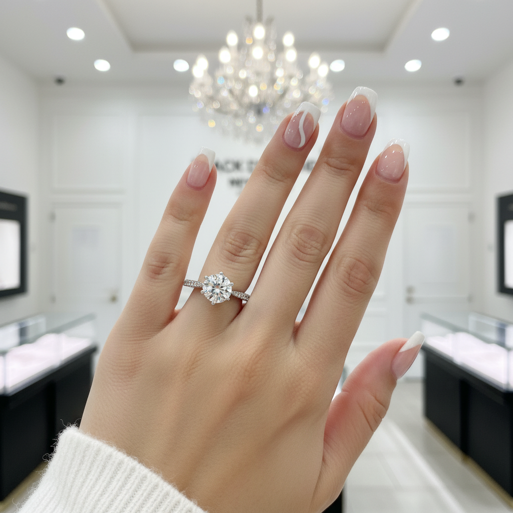 2.0 Ct Round Cut Diamond Engagement Ring-Black Diamonds New York