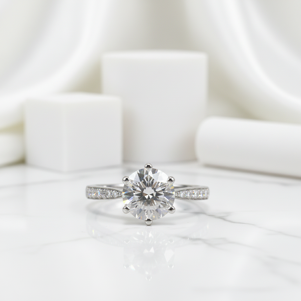 2.0 Ct Round Cut Diamond Engagement Ring-Black Diamonds New York