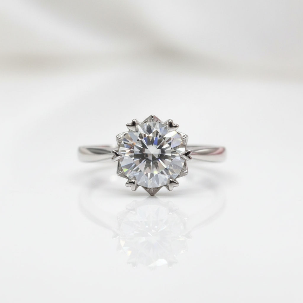 2ct Round Cut D Color Diamond Option Snowflake Engagement Ring-Black Diamonds New York