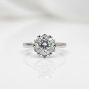 2ct Round Cut D Color Diamond Option Snowflake Engagement Ring-Black Diamonds New York