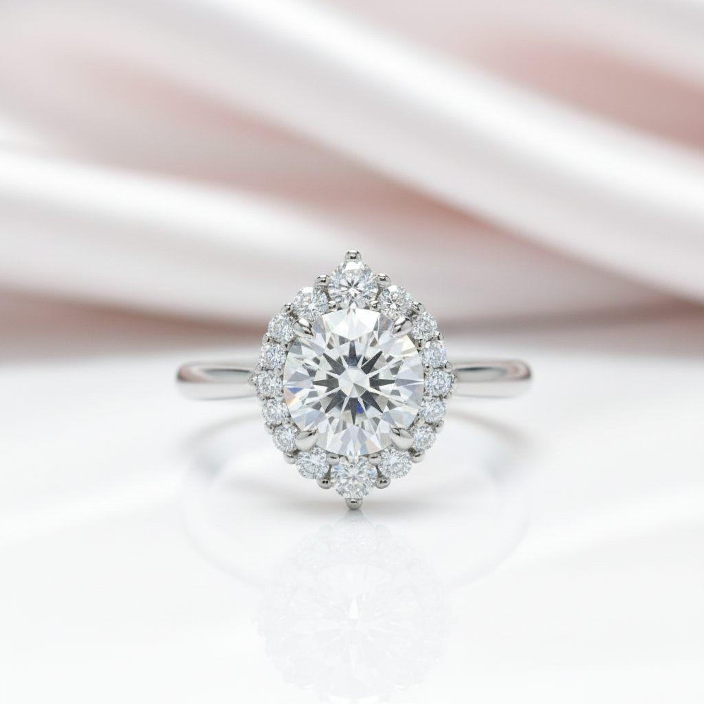 2ct Round Cut Diamond Option Halo White Gold Engagement Ring-Black Diamonds New York