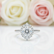 2ct Round Cut Diamond Halo White Gold Engagement Ring-Black Diamonds New York