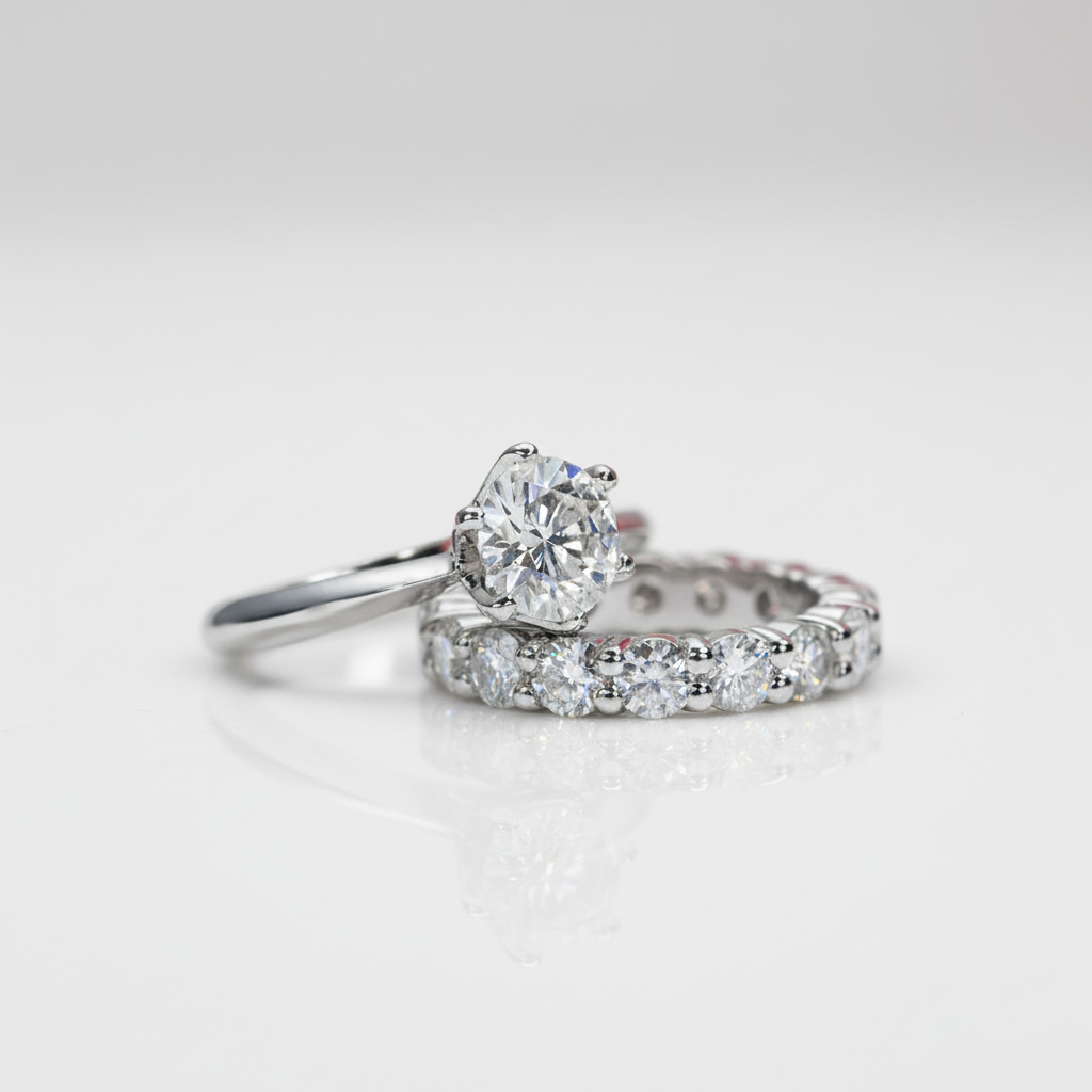 2ct Round Cut Diamond Option Eternity Ring Set-Black Diamonds New York