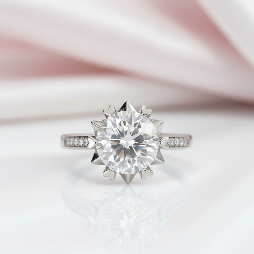 2ct Round Cut Diamond Option Flower Engagement Ring-Black Diamonds New York