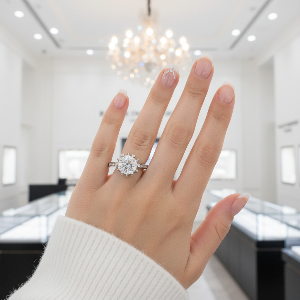 2ct Round Cut Diamond Flower Engagement Ring-Black Diamonds New York