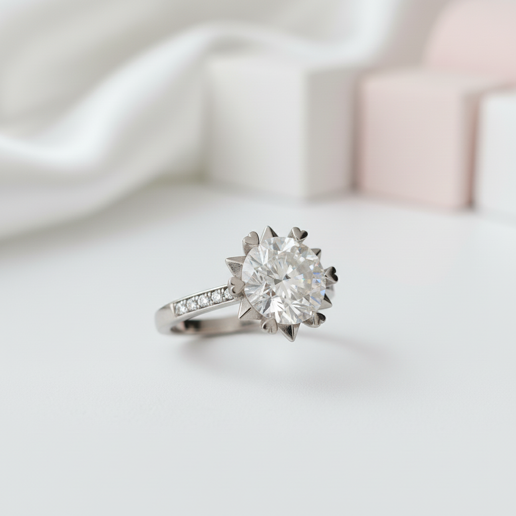 2ct Round Cut Diamond Flower Engagement Ring-Black Diamonds New York