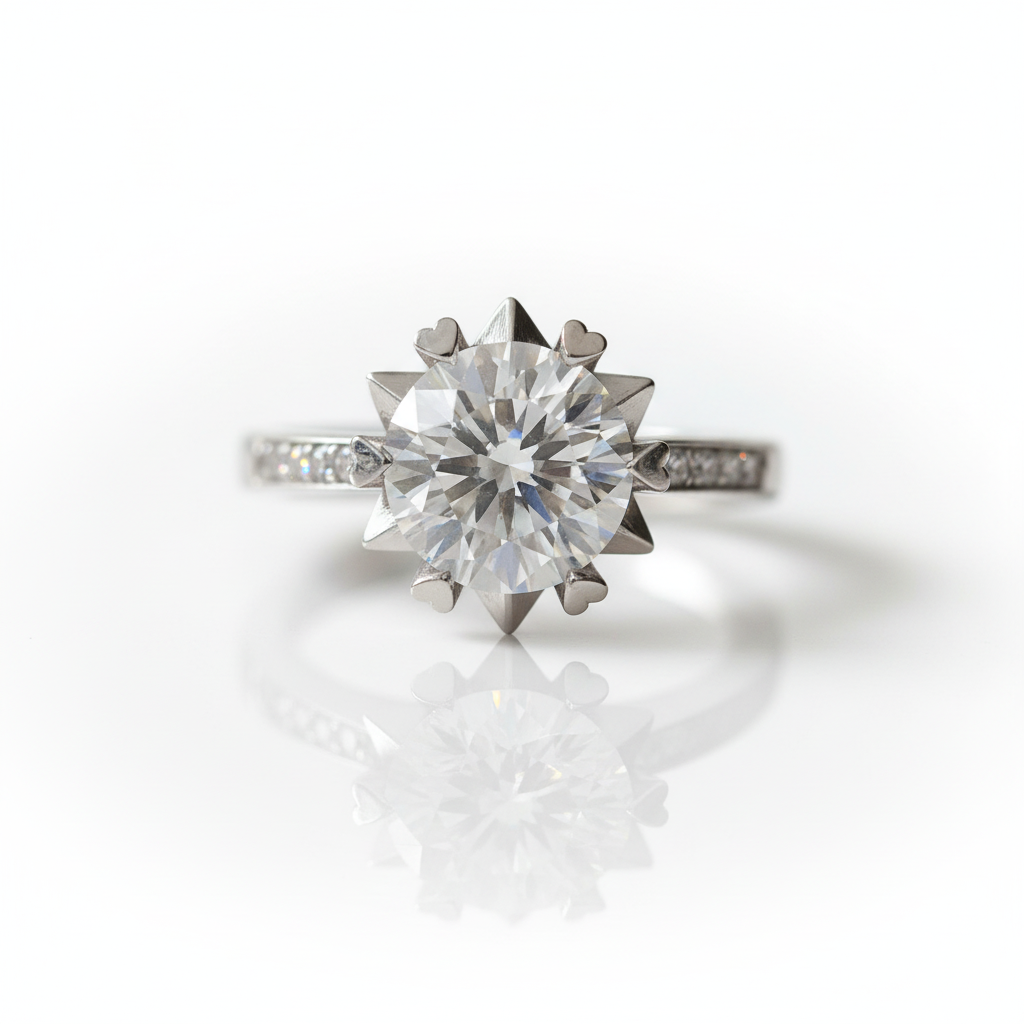2ct Round Cut Diamond Option Flower Engagement Ring-Black Diamonds New York