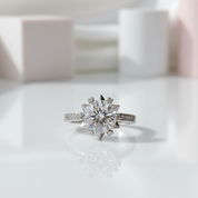 2ct Round Cut Diamond Flower Engagement Ring-Black Diamonds New York