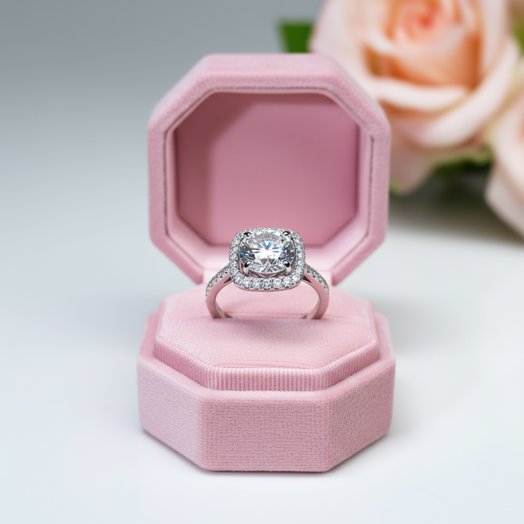 2.0 Ct Round Cut Diamond Option Halo Engagement Ring-Black Diamonds New York