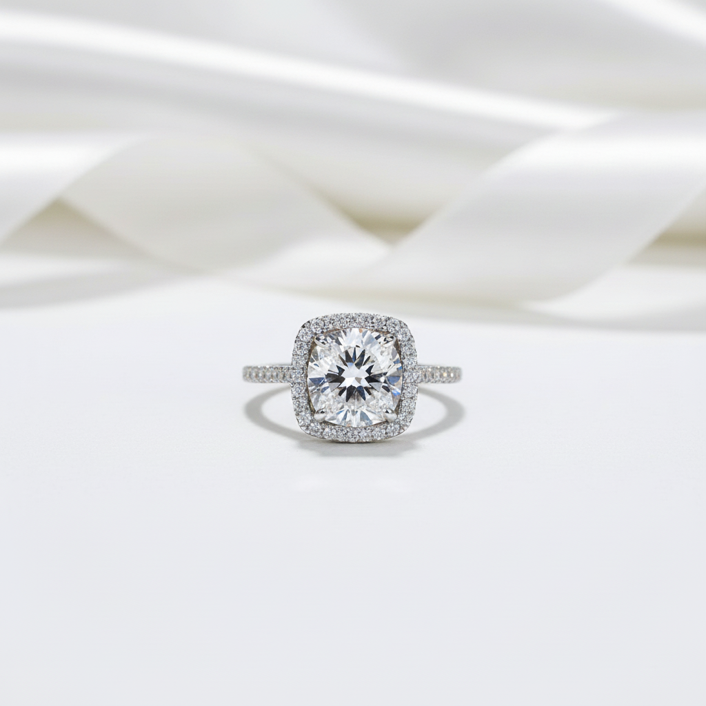 2.0 Ct Round Cut Diamond Option Halo Engagement Ring-Black Diamonds New York