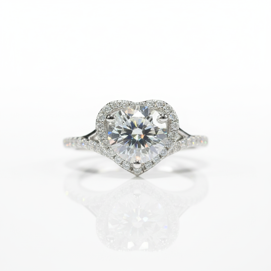 2.0 Ct Round Cut Diamond Option Heart Shape Engagement Ring-Black Diamonds New York