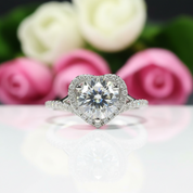 2.0 Ct Round Cut Diamond Heart Shape Engagement Ring-Black Diamonds New York