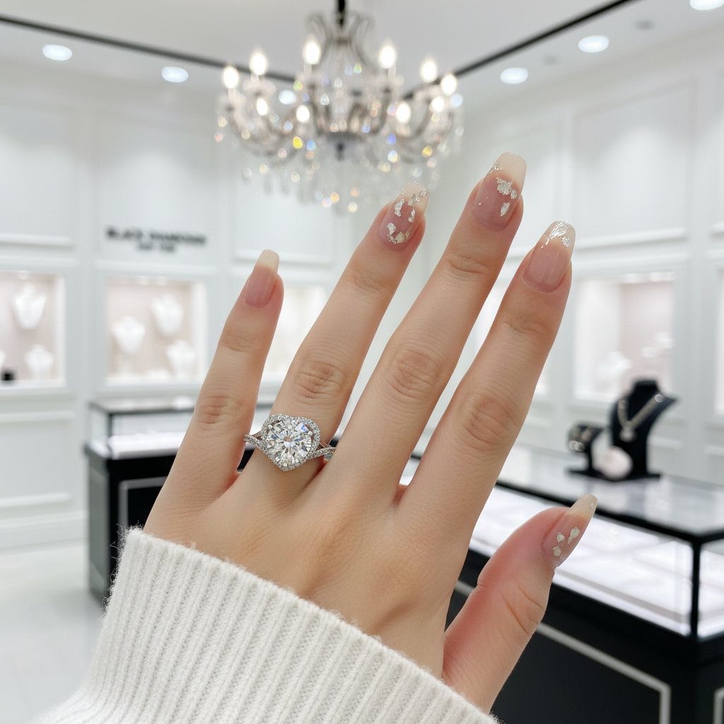 2.0 Ct Round Cut Diamond Heart Shape Engagement Ring-Black Diamonds New York