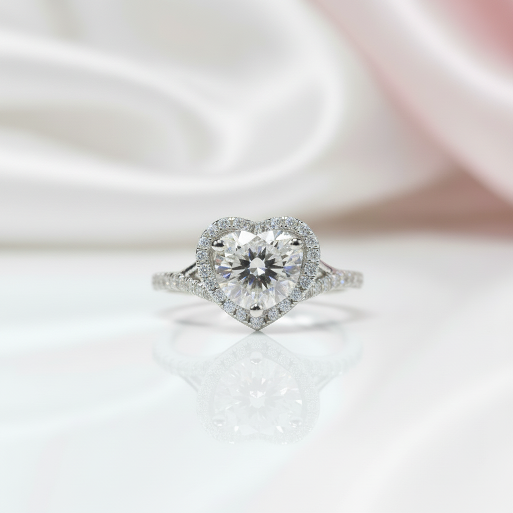 2.0 Ct Round Cut Diamond Option Heart Shape Engagement Ring-Black Diamonds New York