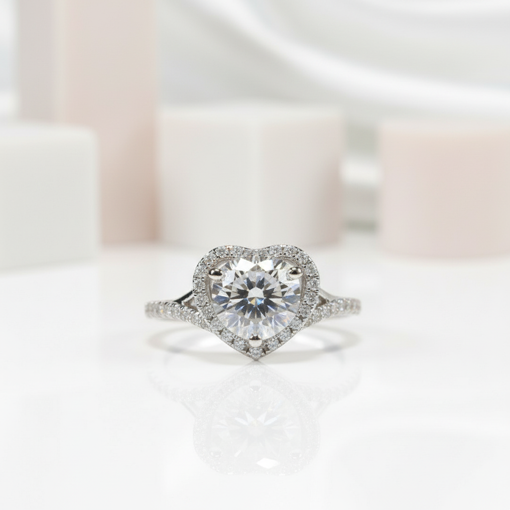 2.0 Ct Round Cut Diamond Heart Shape Engagement Ring-Black Diamonds New York