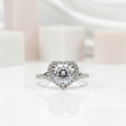 2.0 Ct Round Cut Diamond Heart Shape Engagement Ring-Black Diamonds New York