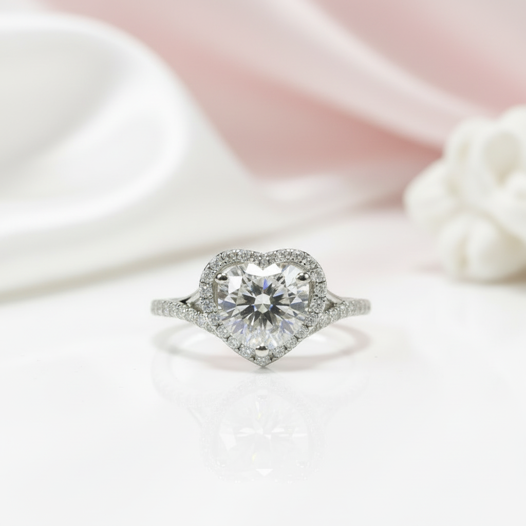 2.0 Ct Round Cut Diamond Option Heart Shape Engagement Ring-Black Diamonds New York