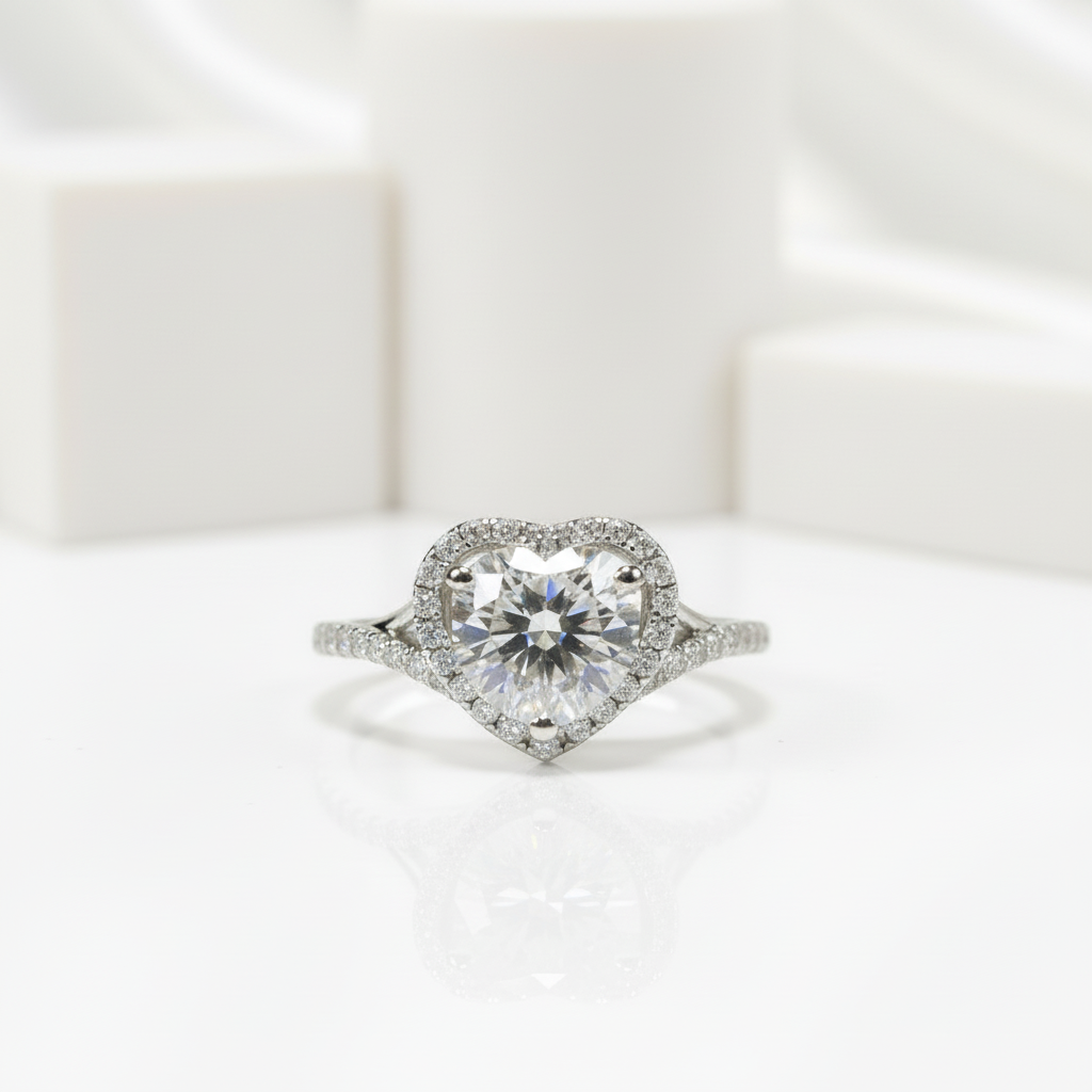 2.0 Ct Round Cut Diamond Heart Shape Engagement Ring-Black Diamonds New York